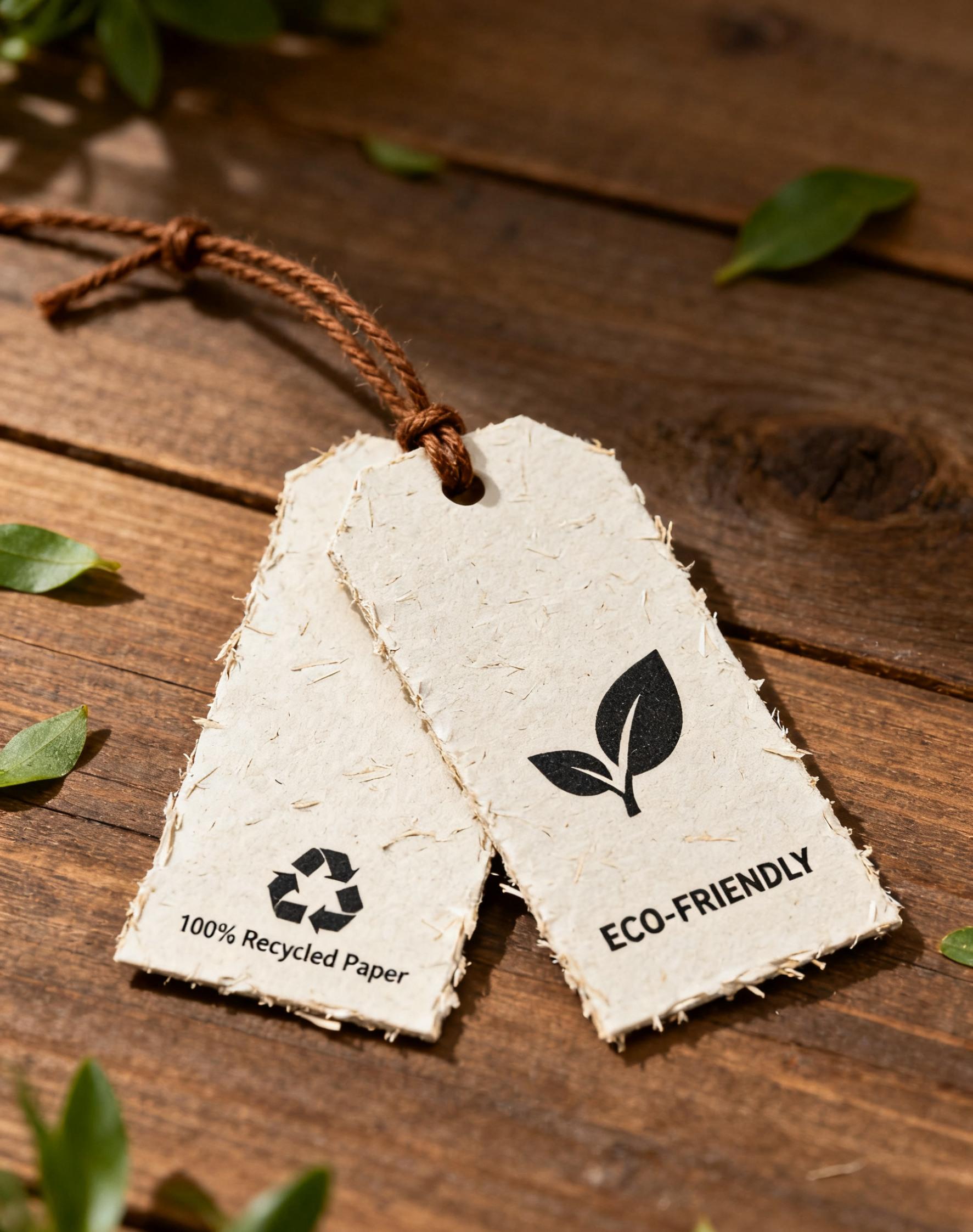 Sustainable hangtags with recycled paper design